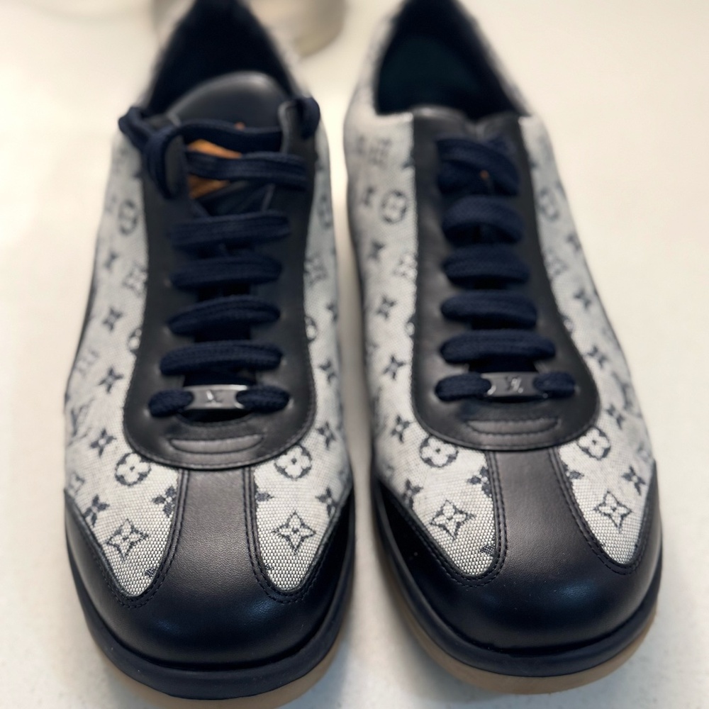 Rare Vintage Louis Vuitton Monogram Denim & Navy Leather Sneakers